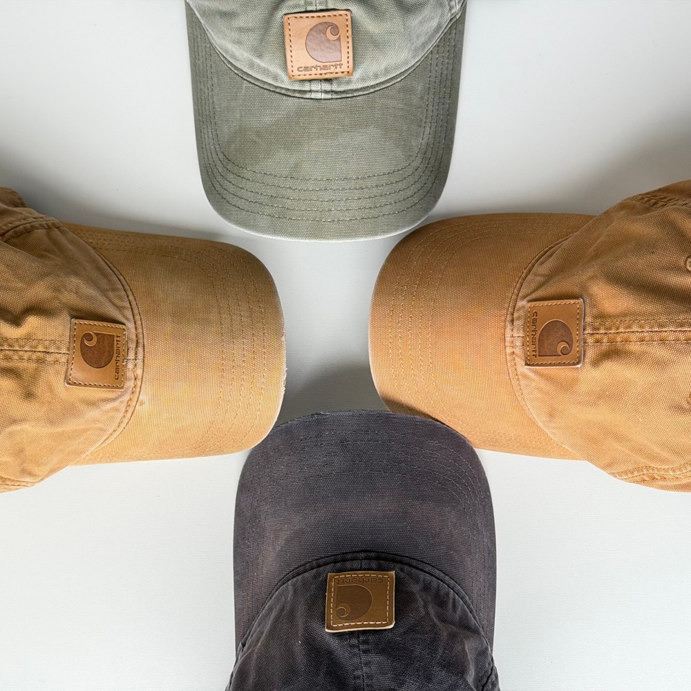 Lot of 4 Carhartt Baseball Cap Canvas Faded Distressed Broken-In Strapback Hats